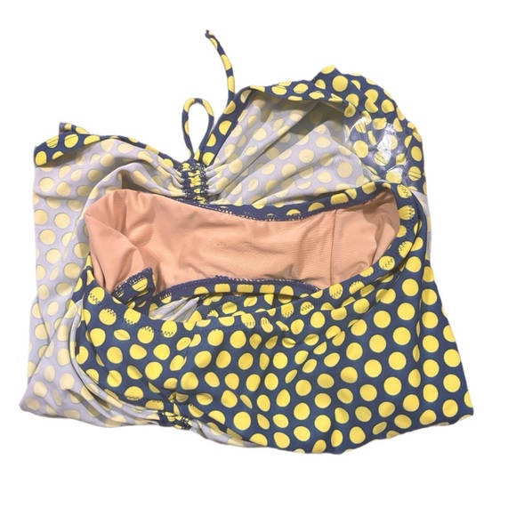 J.CREW Polka Dot Bikini size Medium Blue and Yellow Neon Straps - Picture 5 of 5